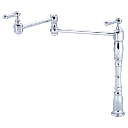 Pioneer Industries Deck Mount Pot Filler, Compression Hose, Potfiller, Polished Chrome 2AM700
